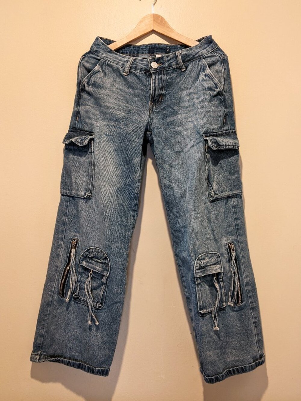 Disclosure Blue Wash Cargo Wide Leg Jeans Size 3/26 Y2K Streetwear